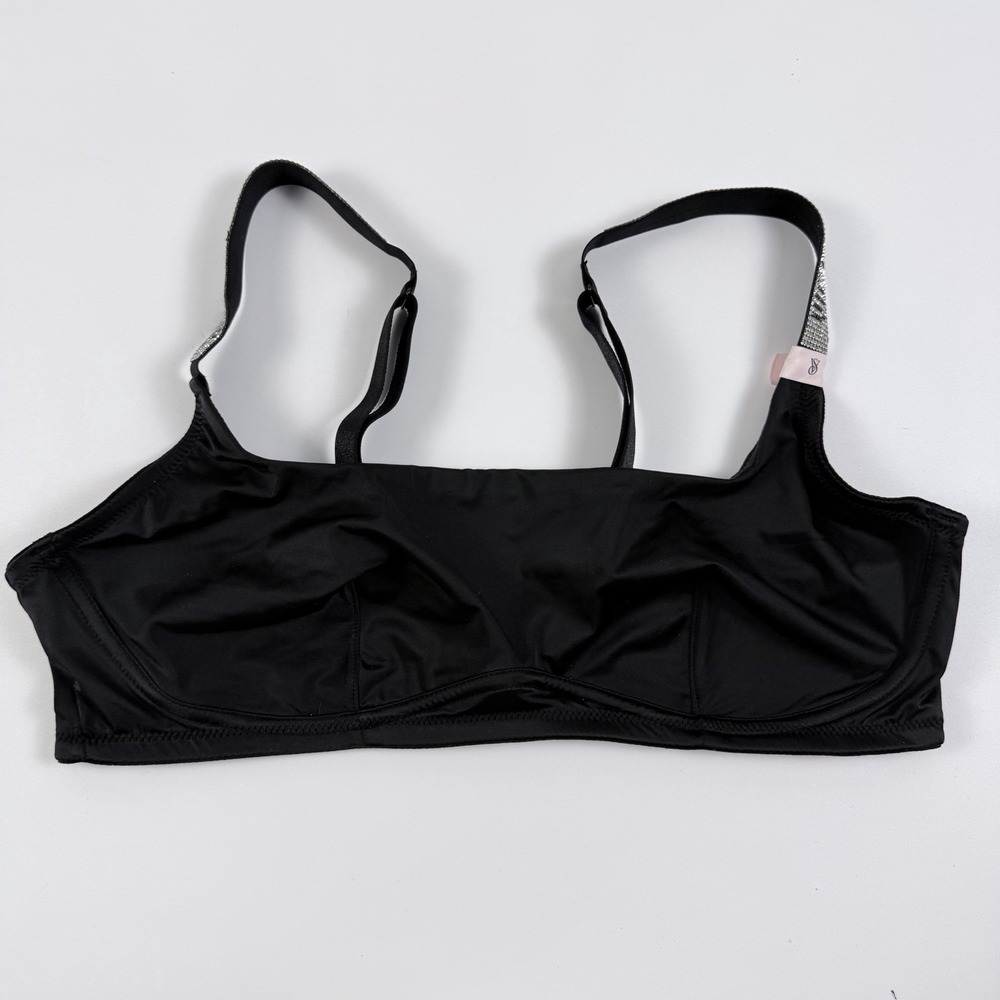 Victoria's Secret Very Sexy Shine Strap Satin Scoop Bralette Black L NWT